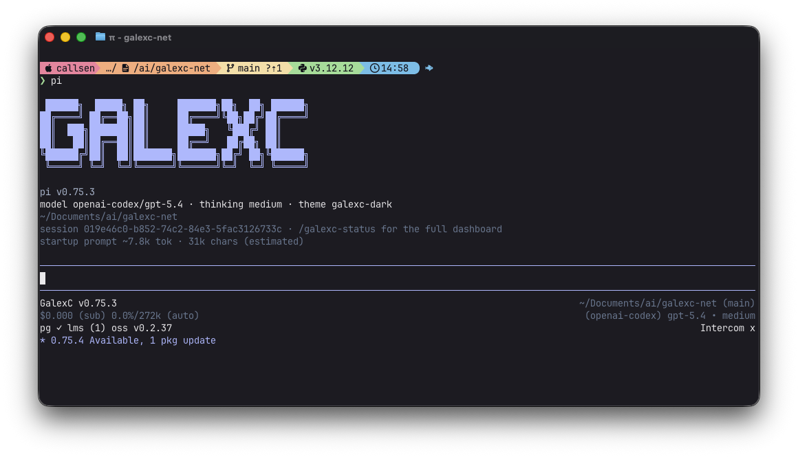 Startup header showing context visibility in Pi